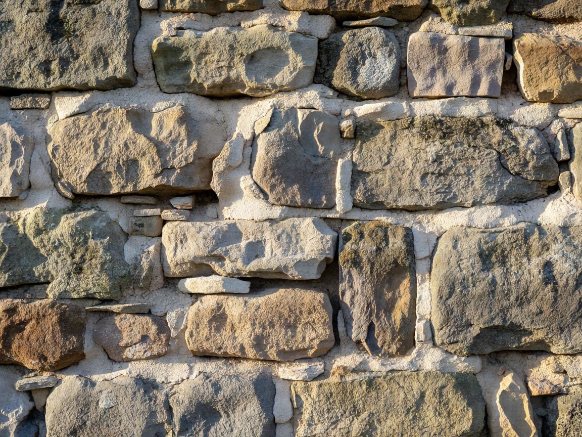 Close up of historic stonework and lime mortar joints